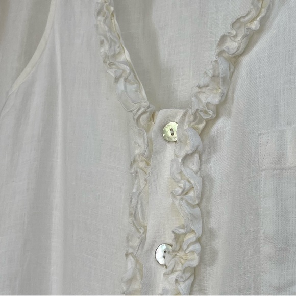 Vintage THE IRISH SECRET Linen Sleeveless Top tank ivory off white - Picture 7 of 15